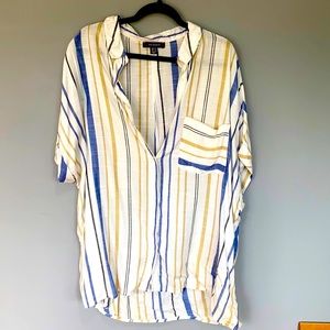 Oversized Swim Coverup Button Up Short Sleeve